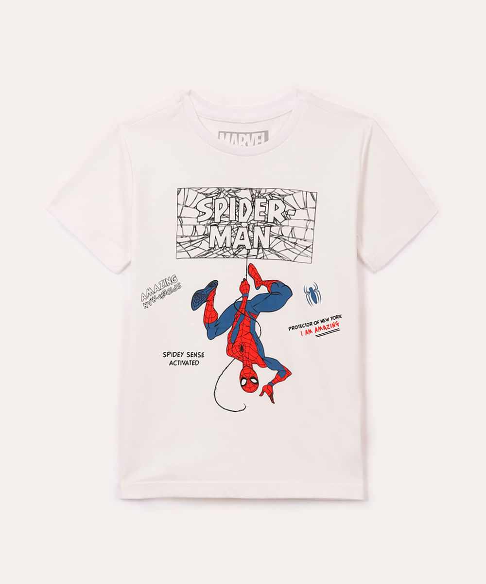camiseta de algodão manga curta homem aranha off white