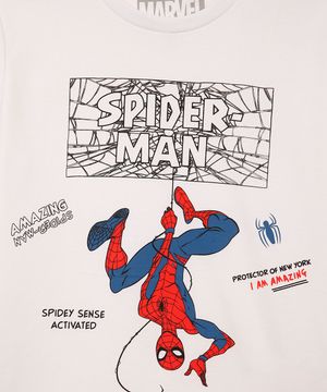 camiseta de algodão manga curta homem aranha off white