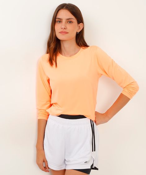 camiseta proteção uv esportiva laranja