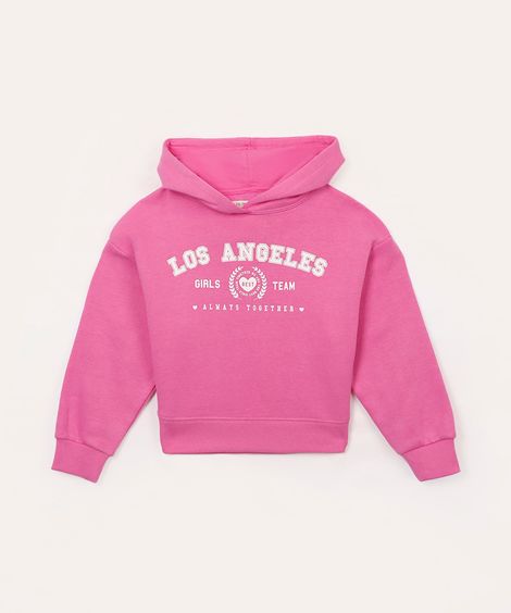 blusão de moletom infantil los angeles rosa