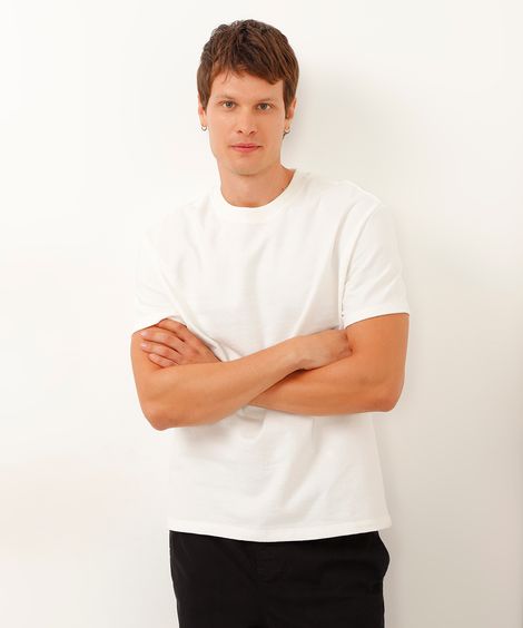 camiseta de moletinho texturizada off white