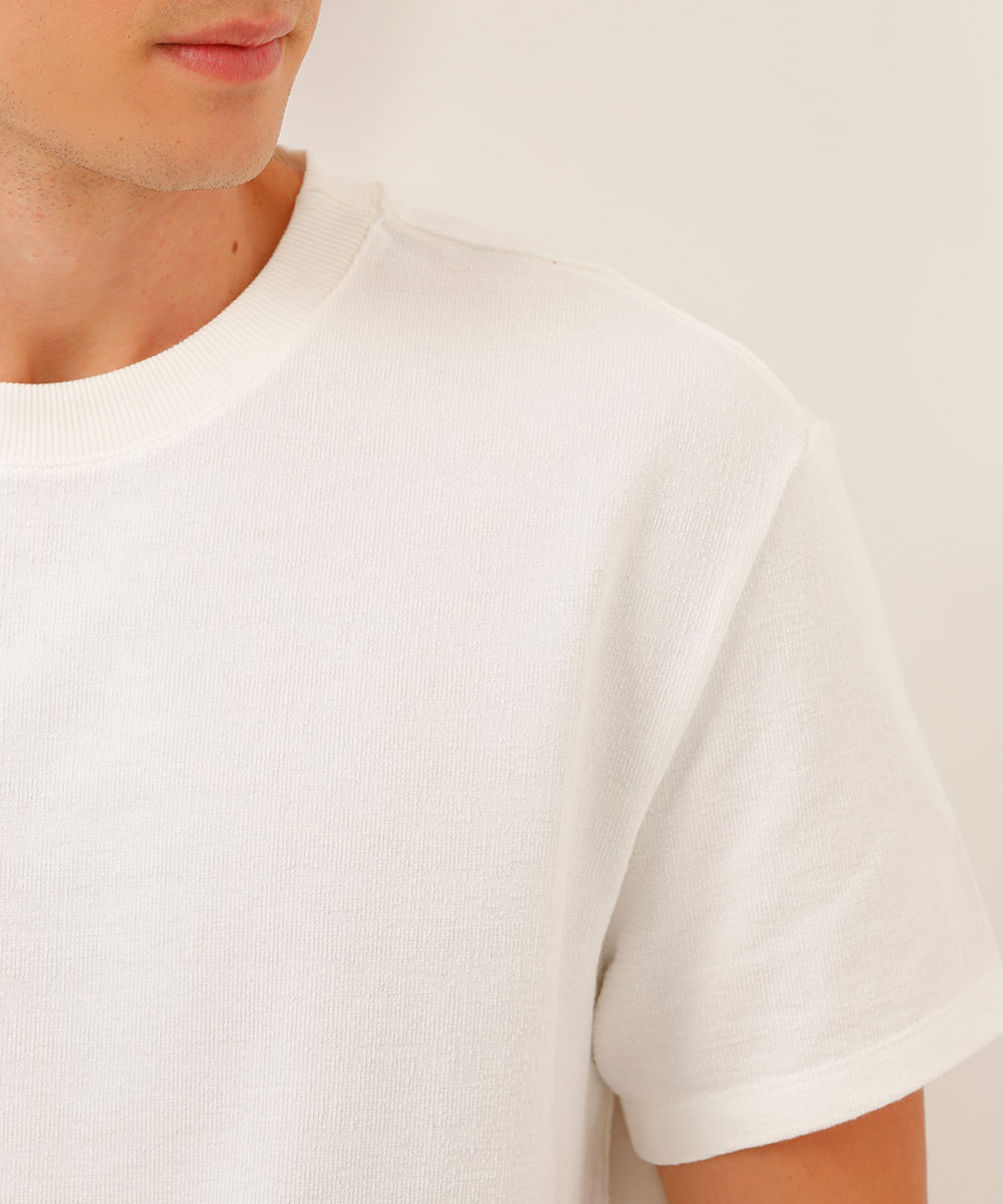 camiseta de moletinho texturizada off white