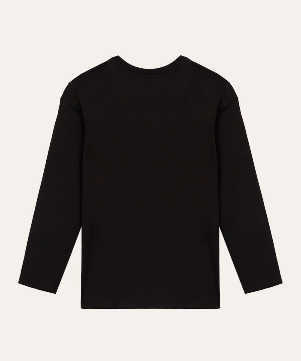 camiseta de algodão infantil basquete preta