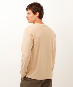 camiseta de moletinho sunset bordada bege