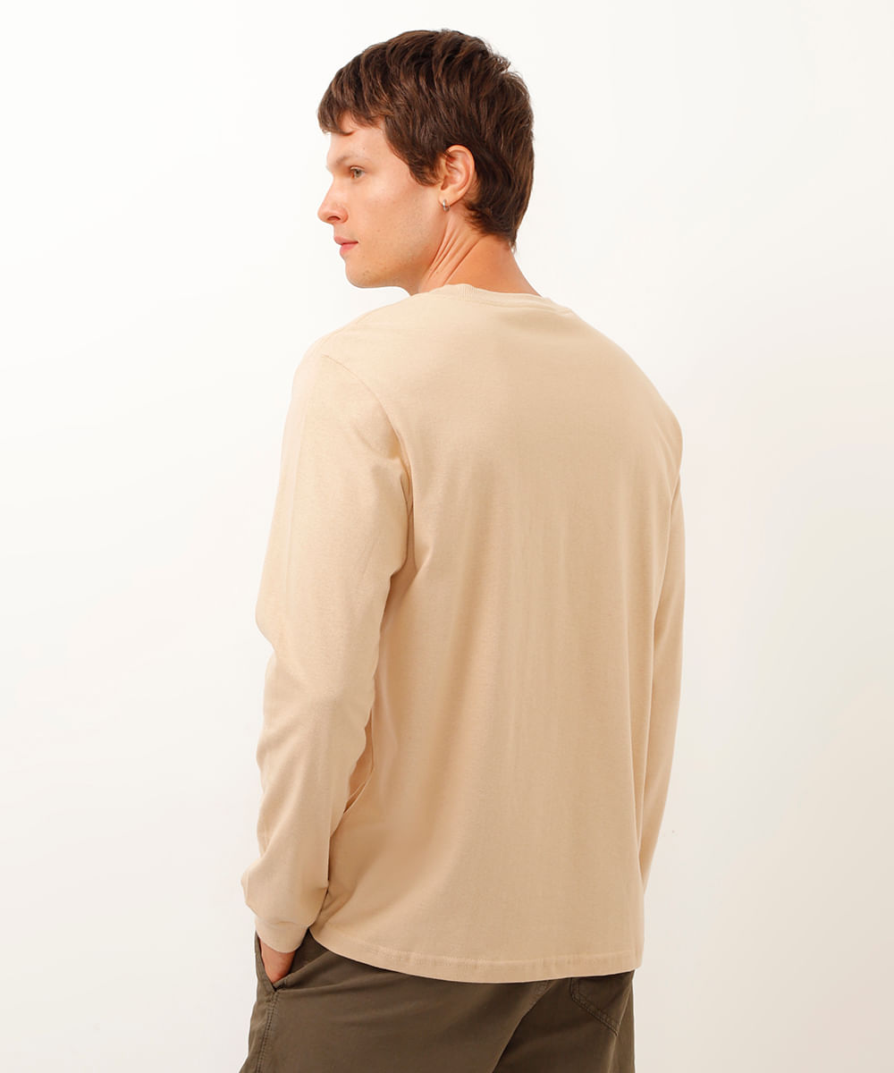 camiseta de moletinho sunset bordada bege