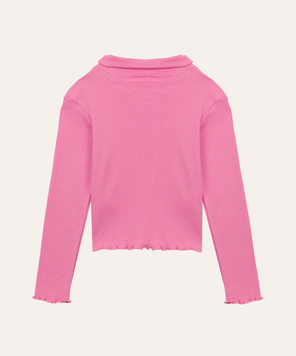 blusa de algodão infantil fru fru rosa