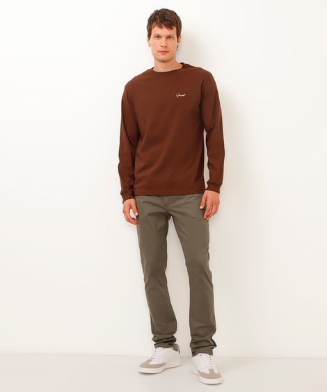 calça slim comfort masculina de sarja verde