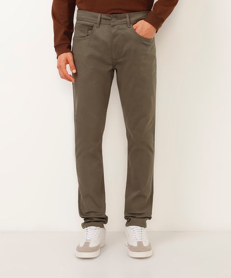 calça slim comfort masculina de sarja verde