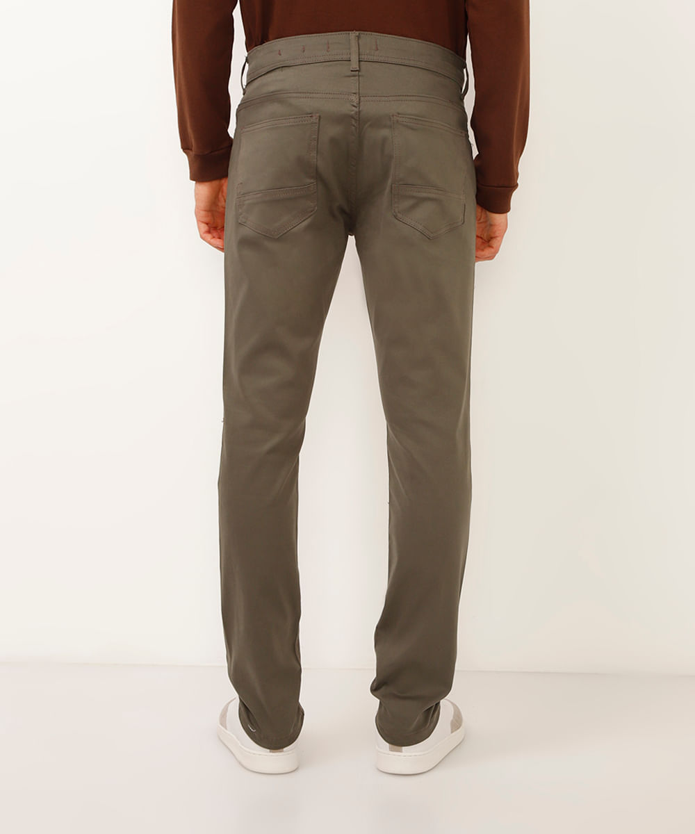 calça slim comfort masculina de sarja verde
