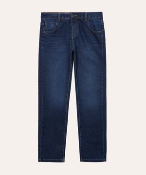 calça jeans infantil com bolsos - jeans escuro