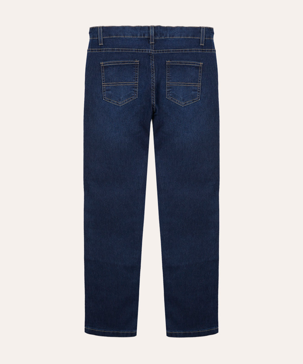 calça jeans infantil com bolsos - jeans escuro