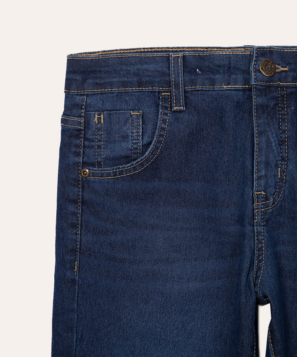 calça jeans infantil com bolsos - jeans escuro