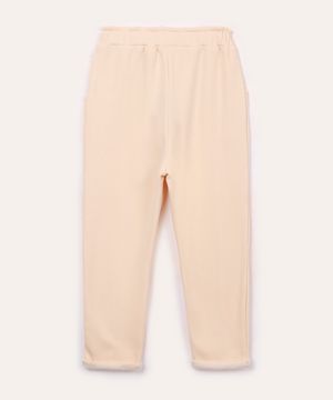 calça clochard de moletom infantil bege