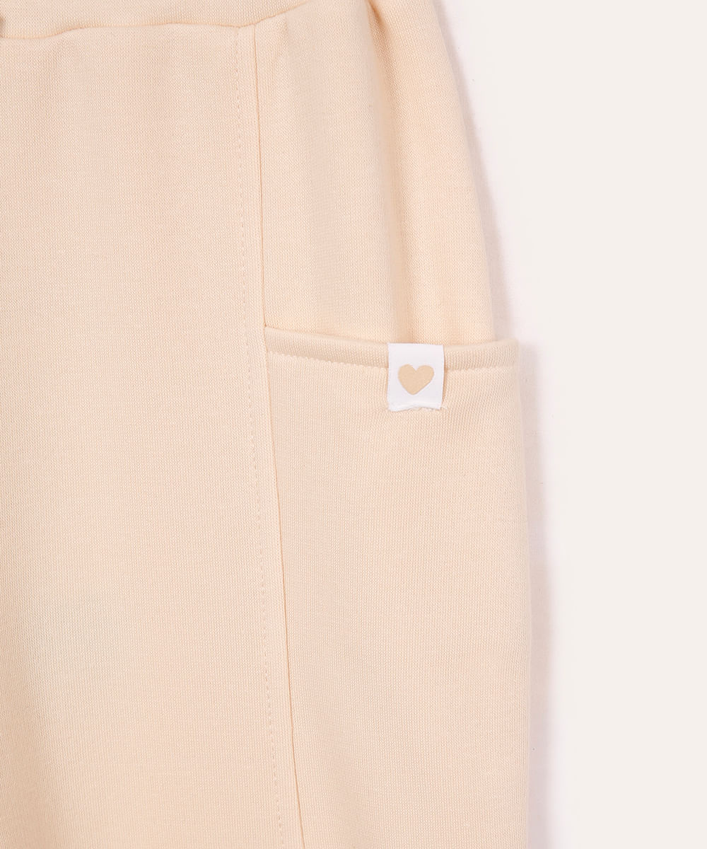calça clochard de moletom infantil bege