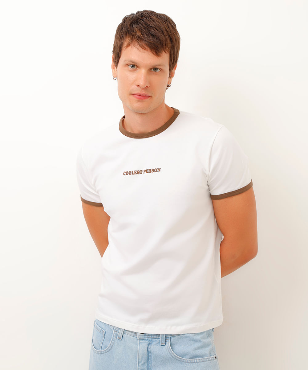 camiseta de algodão baby tee coolest person branco