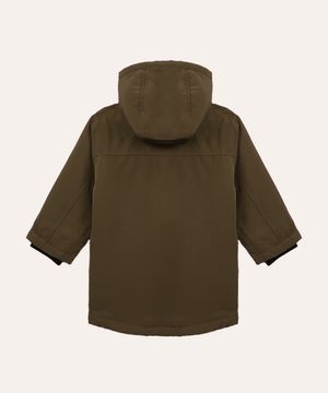 jaqueta parka infantil com capuz verde militar