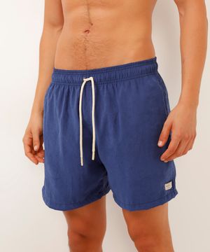 short cós elástico com cordão azul marinho