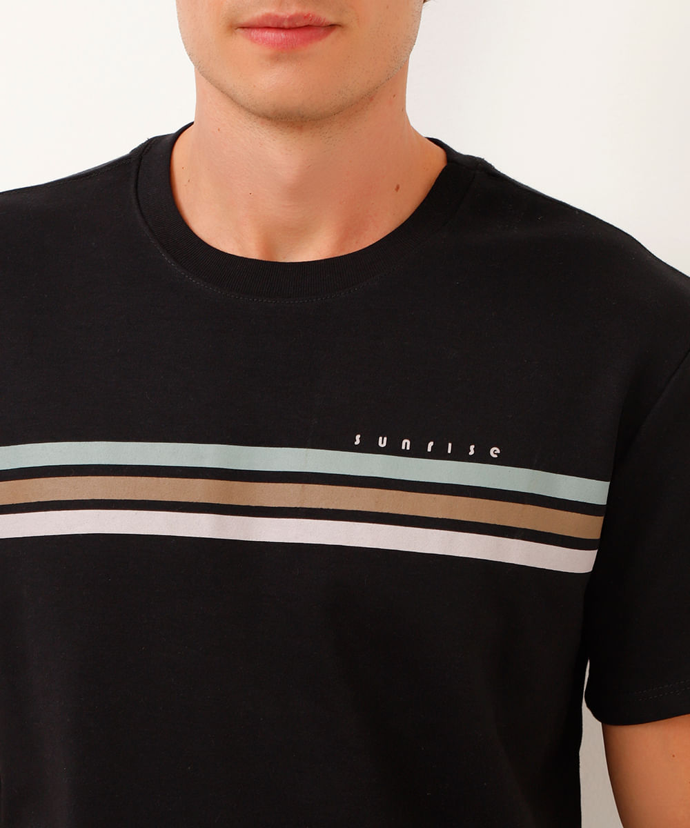 camiseta de moletinho manga curta sunrise preta