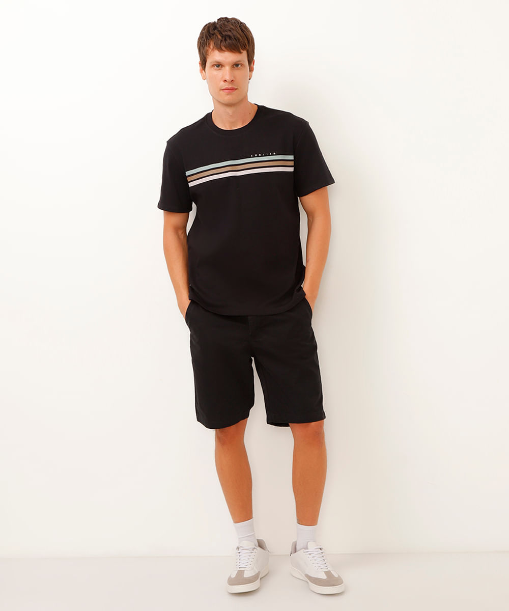 camiseta de moletinho manga curta sunrise preta