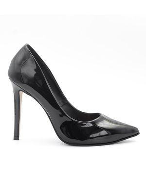 Scarpin Salto Agulha Bico Fino Suzy Preto Verniz