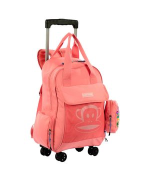 Mochila Carrinho Externo 4 Rodas Paul Frank Casual - Coral