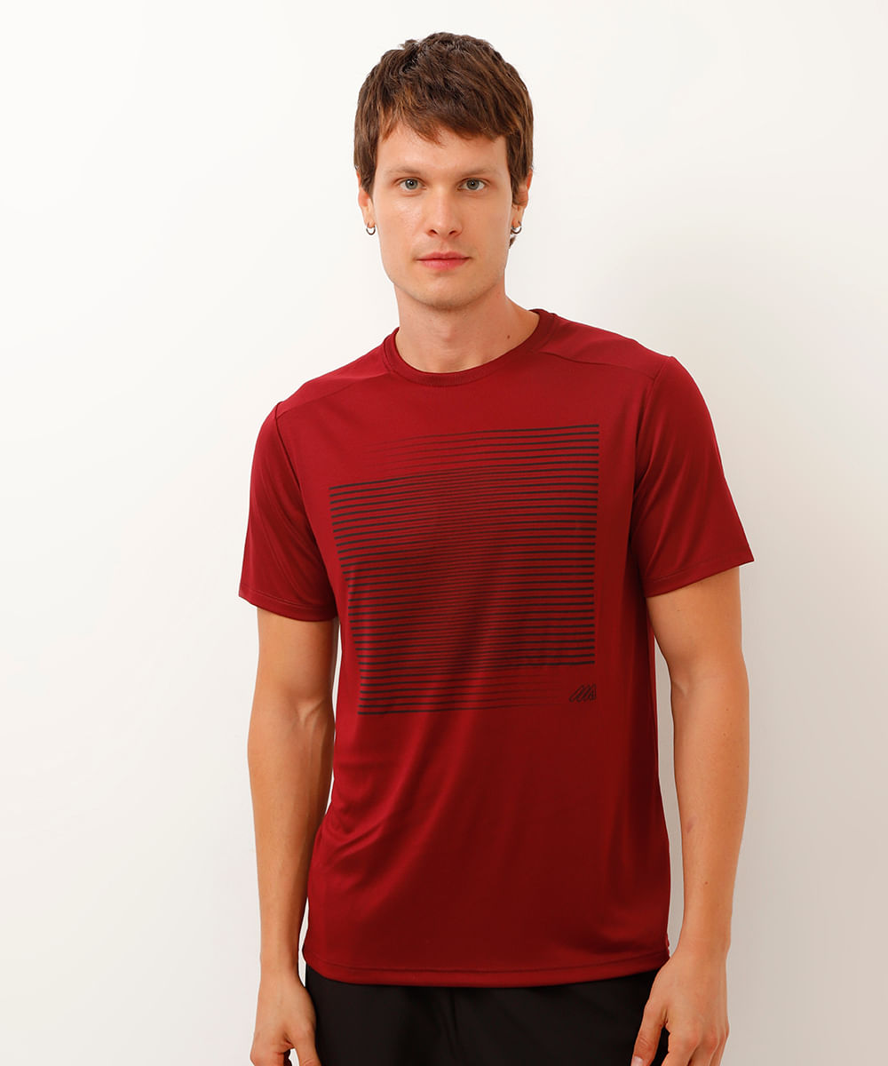 camiseta esportiva listras vinho
