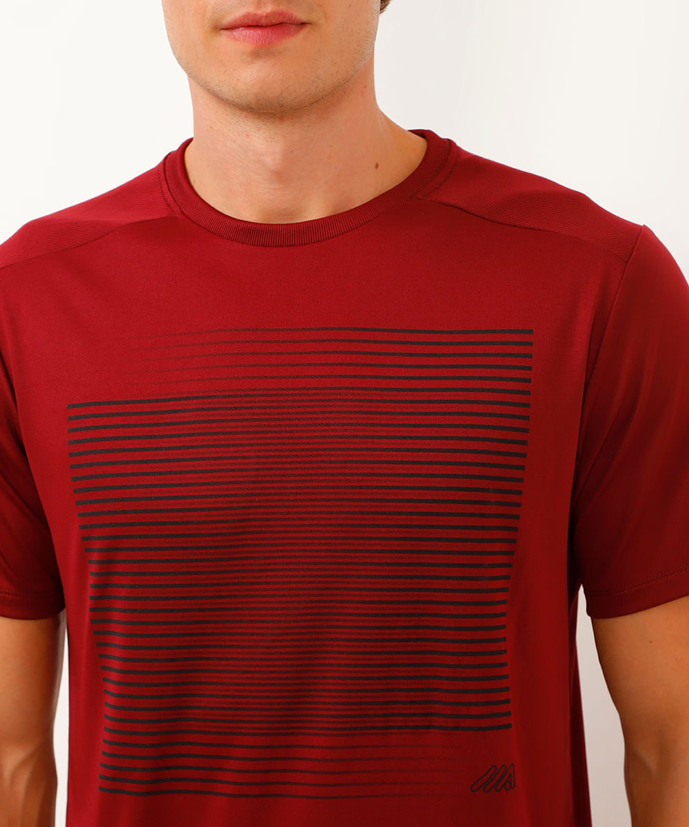 camiseta esportiva listras vinho