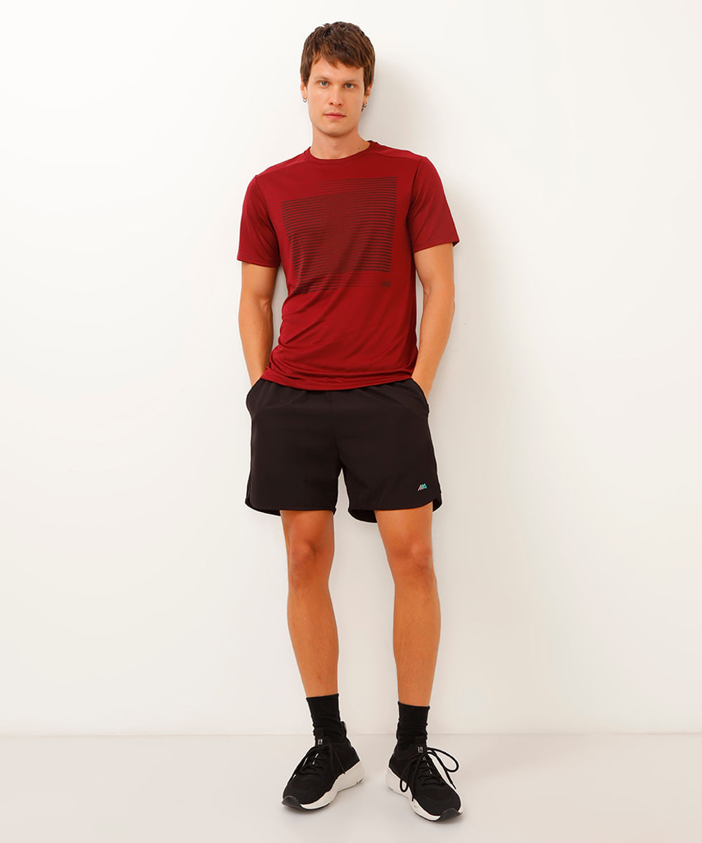 camiseta esportiva listras vinho