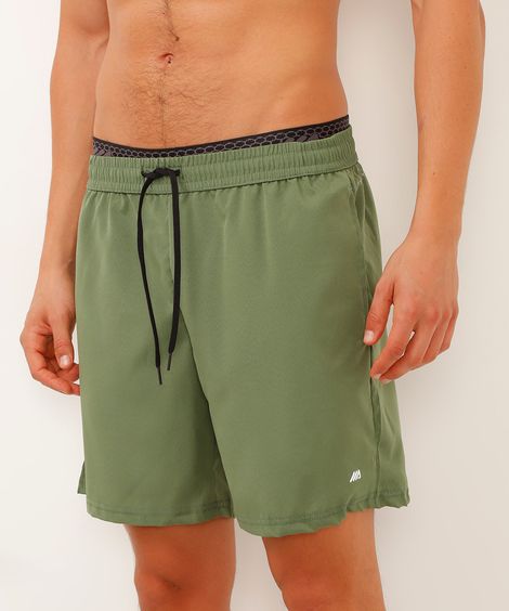 short esportivo cós elástico verde militar