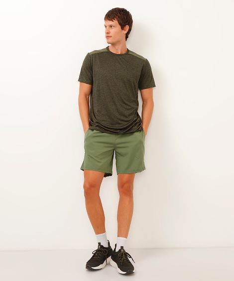 short esportivo cós elástico verde militar