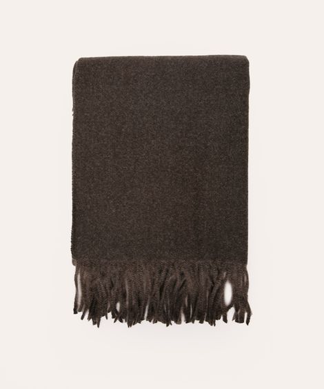 cachecol de tricot com franja cinza mescla