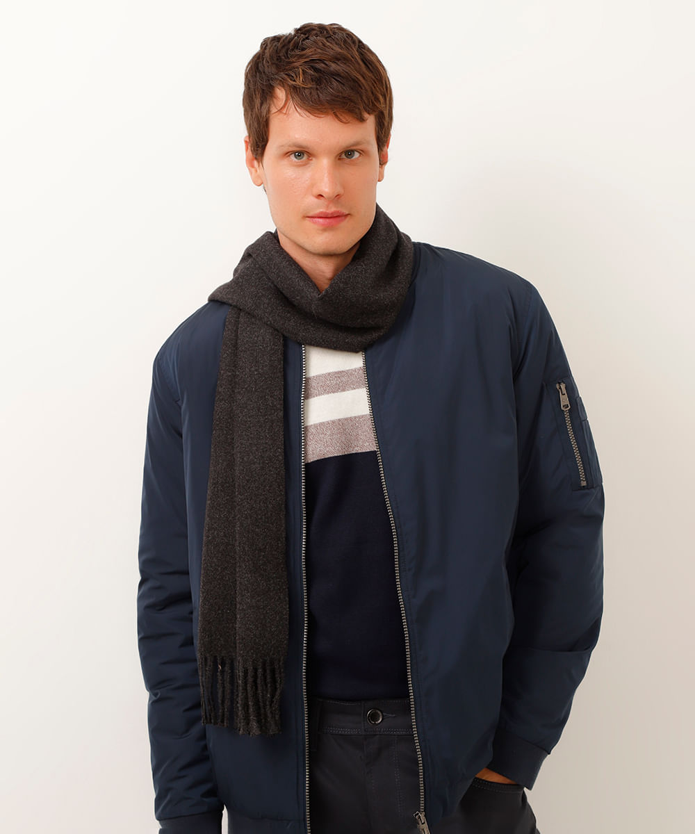 cachecol de tricot preto