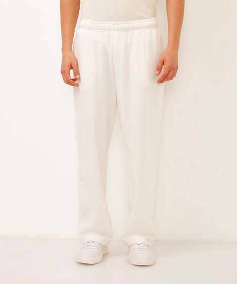 calça wide leg de moletom off white