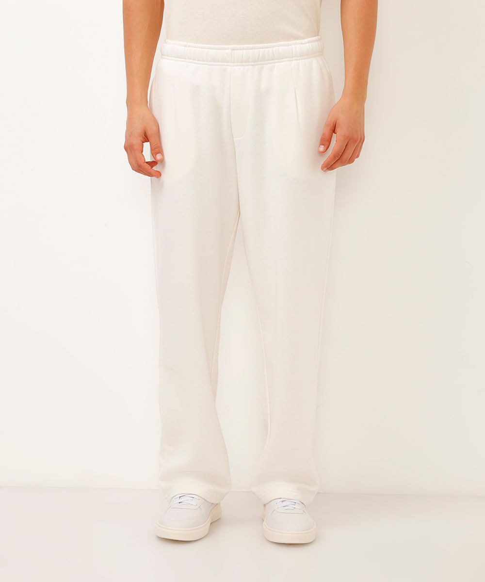 calça wide leg de moletom off white