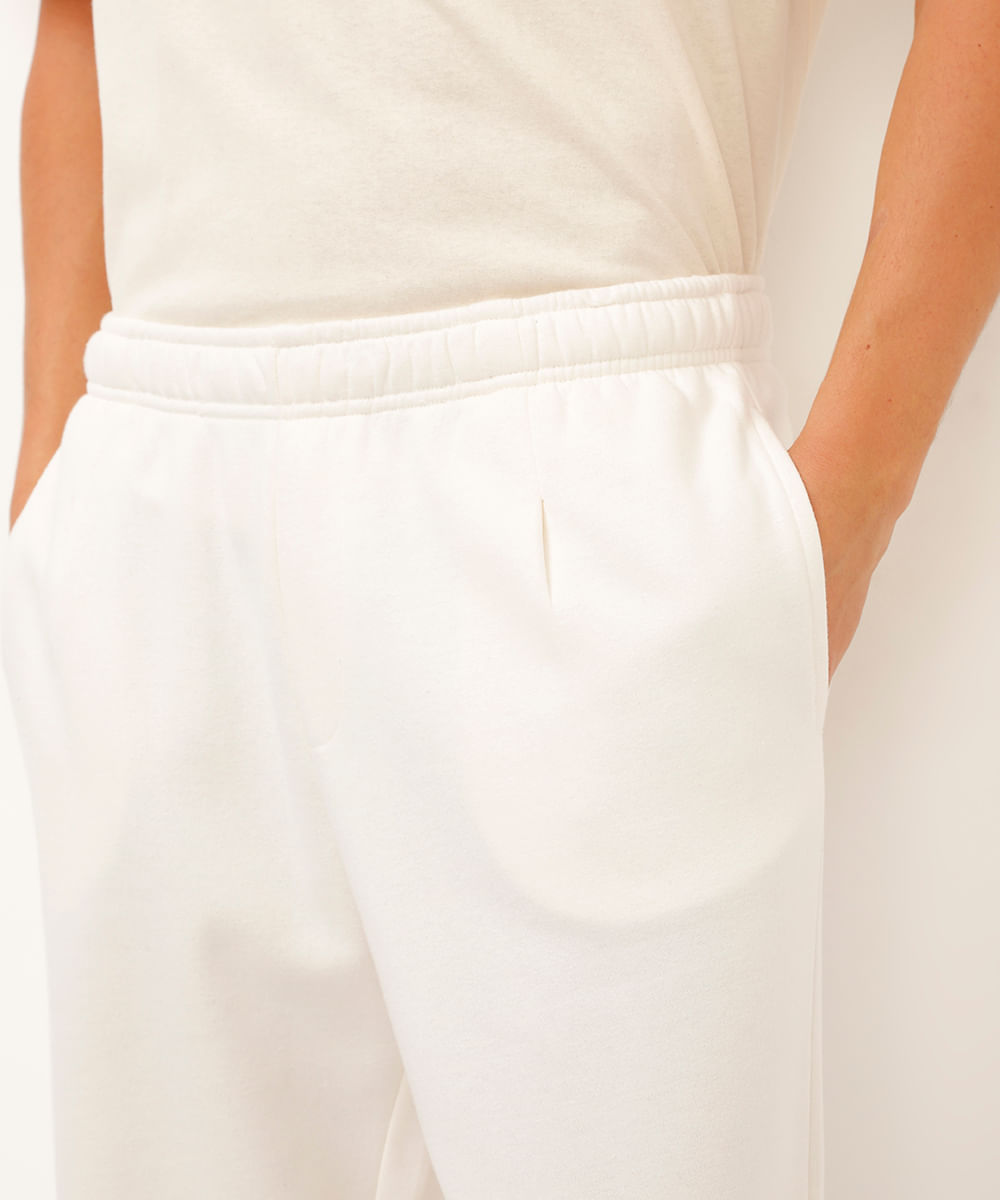 calça wide leg de moletom off white
