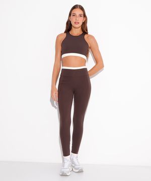 calça legging com bolso mindset sport marrom