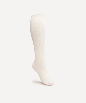 meia de tricot cano longo off white