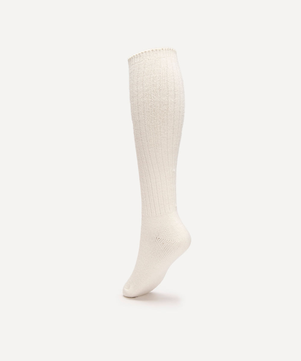 meia de tricot cano longo off white