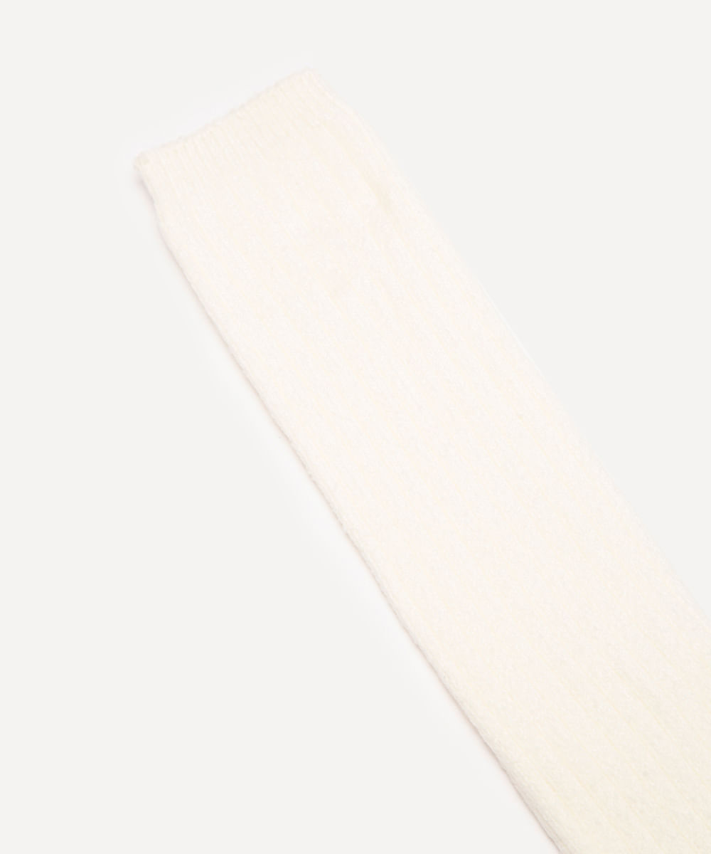 meia de tricot cano longo off white