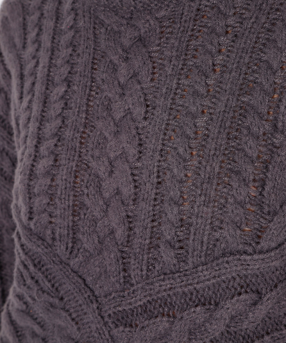 suéter de tricot trançado mindset cinza