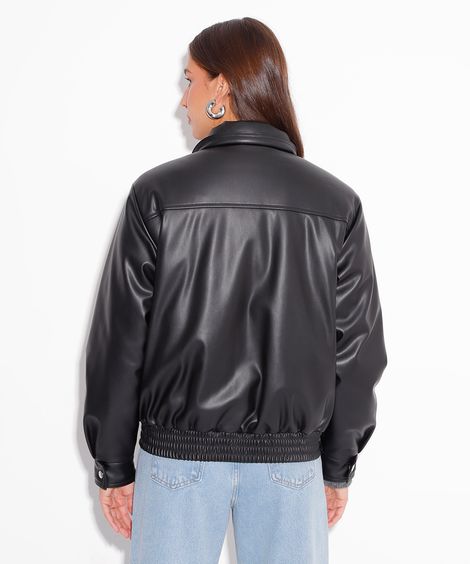 jaqueta puffer de poliuretano mindset preto