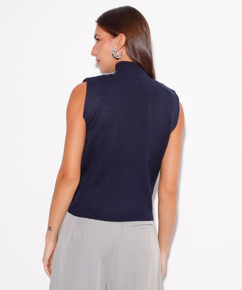 regata de tricot gola alta mindset azul marinho