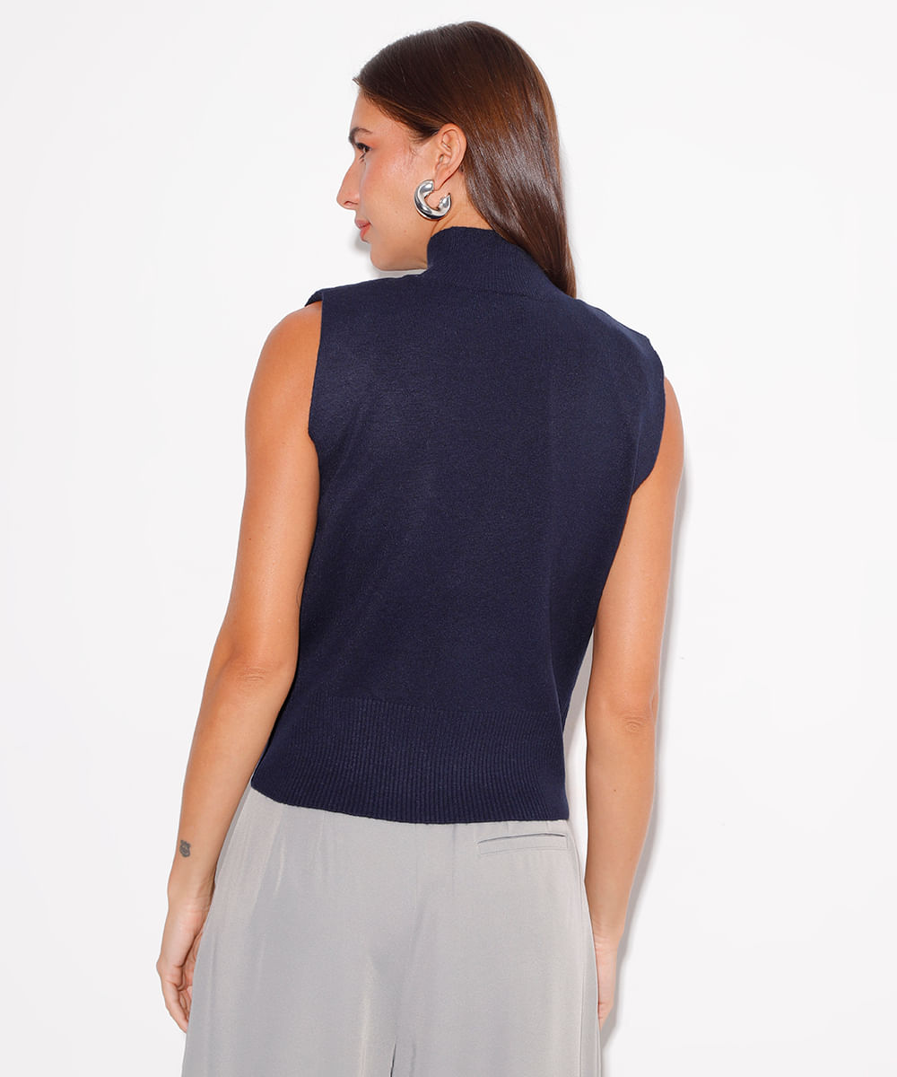 regata de tricot gola alta mindset azul marinho
