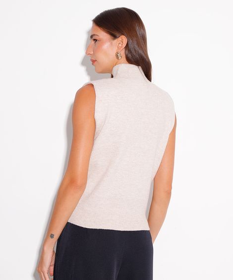 regata de tricot gola alta mindset bege