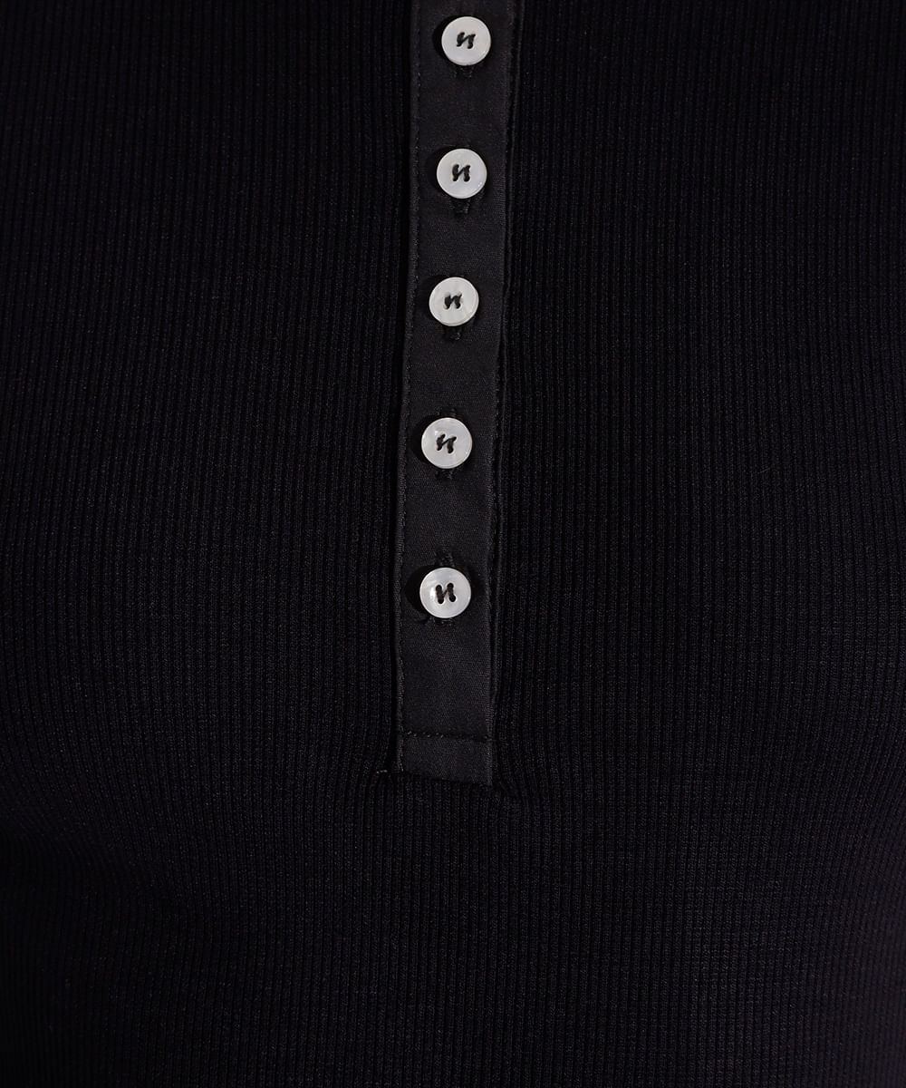 blusa de viscose decote com botões mindset preto