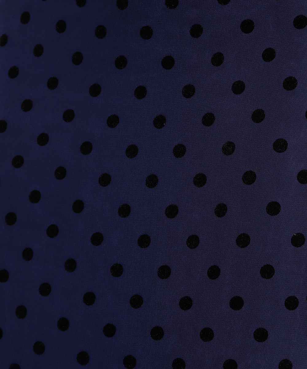 saia midi chiffon poá mindset azul marinho