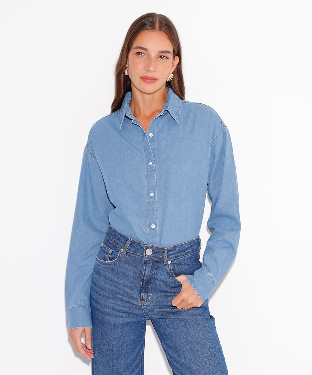 camisa jeans mindset azul