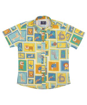 Camisa Infantil Look Jeans Estampada Amarelo