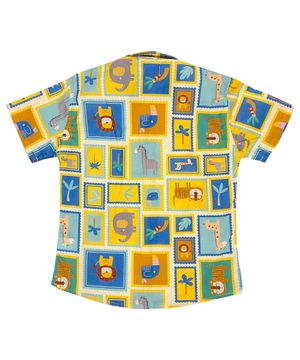 Camisa Infantil Look Jeans Estampada Amarelo