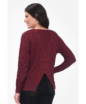 Blusa Trançada com Decote nas Costas Pink Tricot Feminino